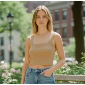 Everlane NWT The Cozy Stretch Tank Yak‎ Wool Blend in Camel Size Large